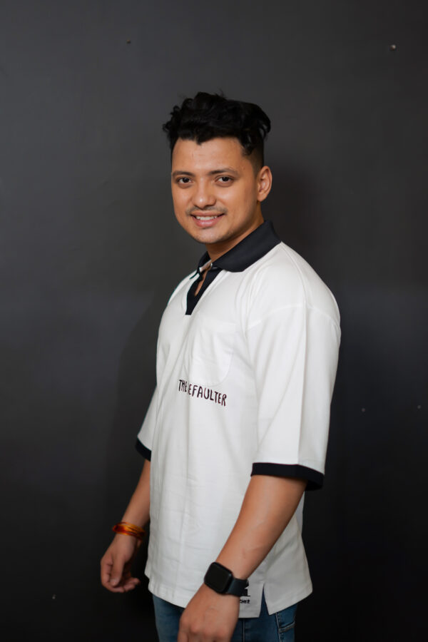 Defaulter Print White T-Shirt with Black Collar – Stylish and Bold - Image 4