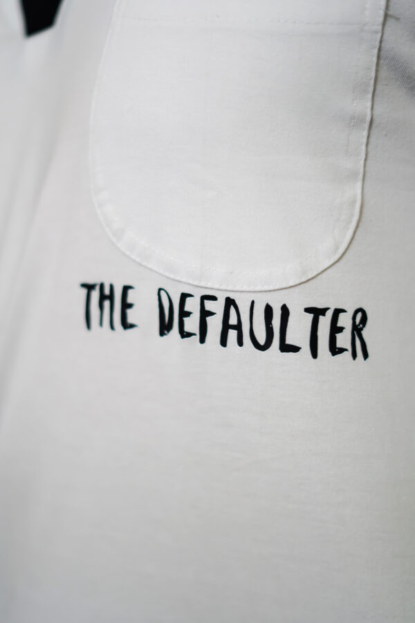 Defaulter Print White T-Shirt with Black Collar – Stylish and Bold - Image 5