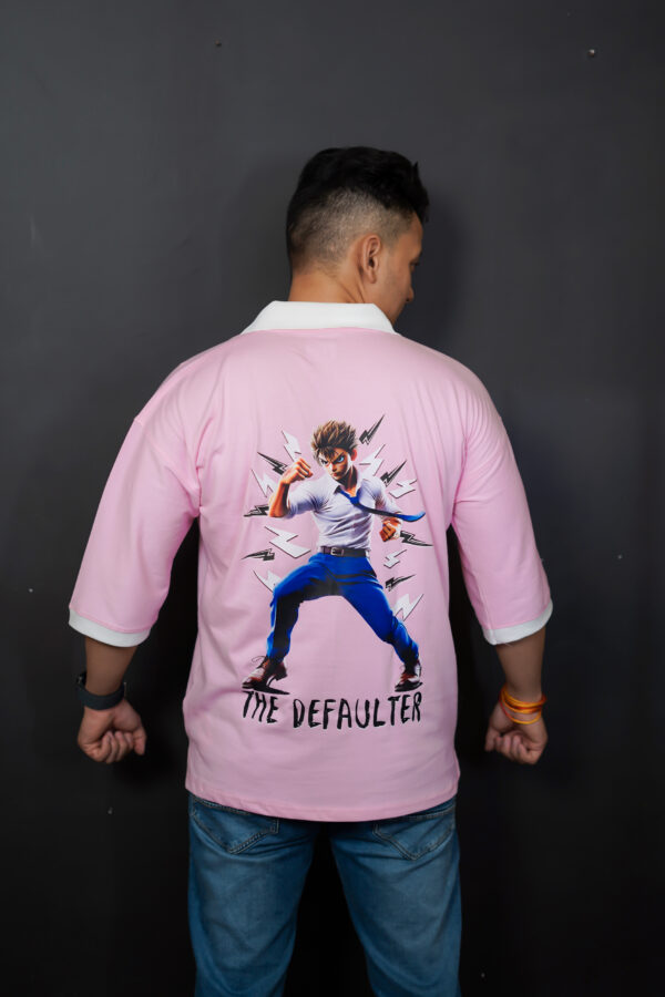 Pink Defaulter Printed T-Shirt with White Collar - Image 2