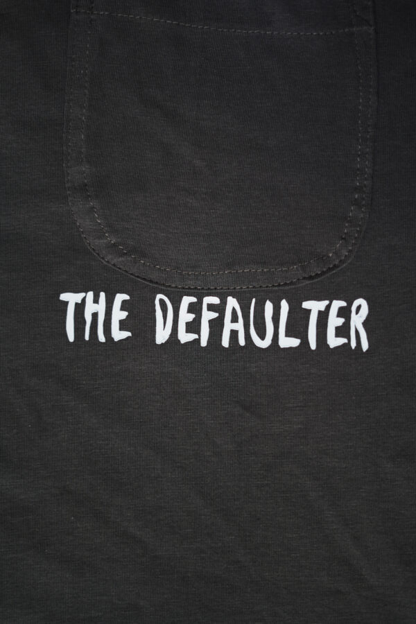 Grey Oversized "Defaulter" T-Shirt with White Collar – Minimal Tone, Maximum Impact - Image 4