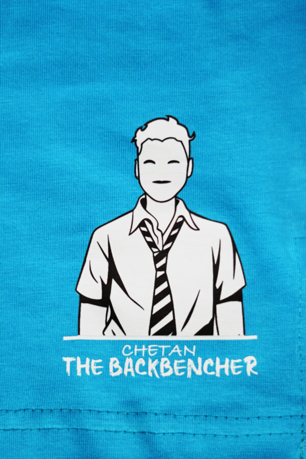 Blue Oversized "Master Mind" T-Shirt with White Collar – Smart Style, Bold Attitude - Image 4